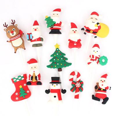 Décoration de Gâteau de Noël Père Noël Arbre de Noël Bonhomme de Neige Décoration de Gâteau Résine Cadeau de Noël Ornements à Suspendre Fournitures de Fête