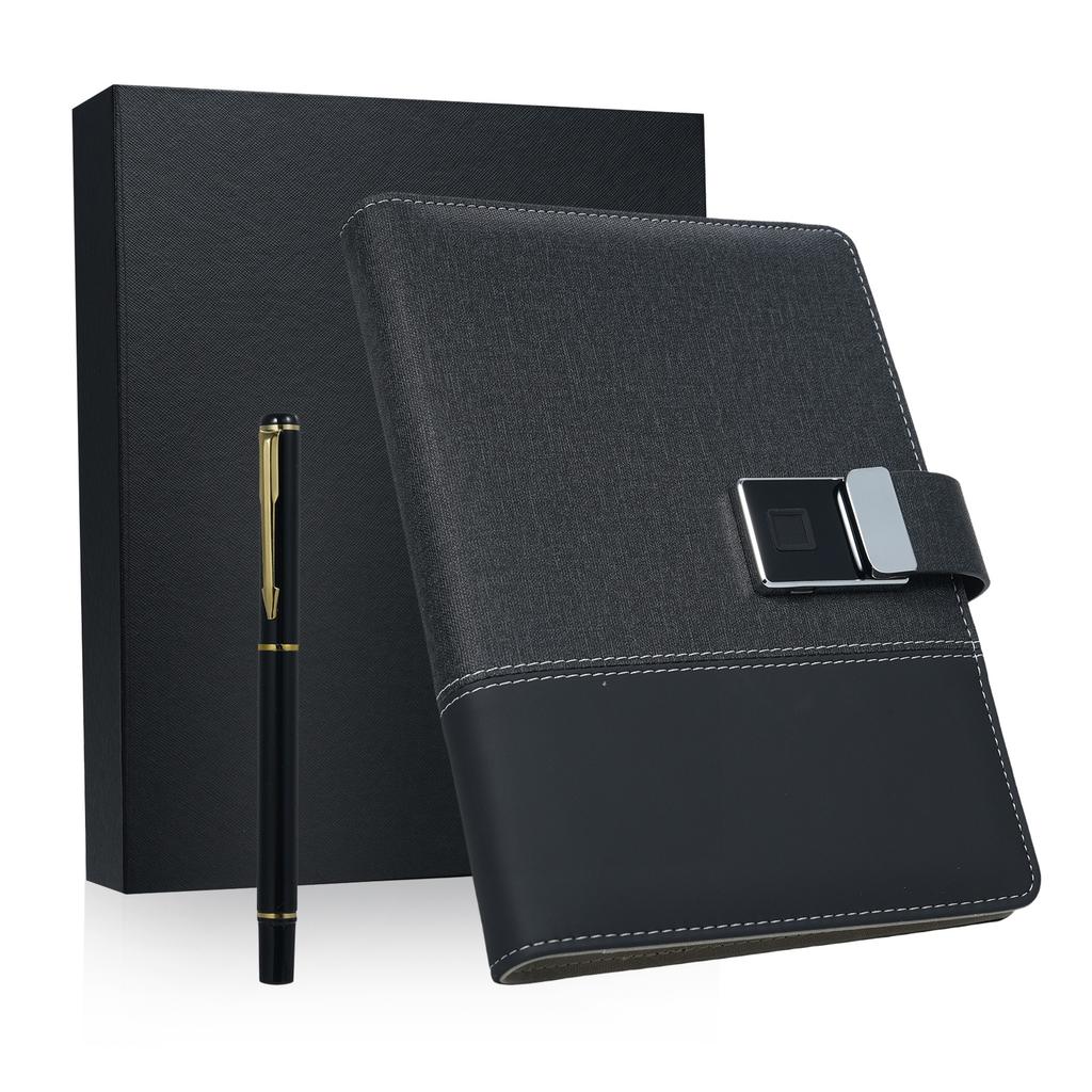 A5 Leather Notebook with Fingerprint Lock and 16GB High Speed USB Drive Lined Journal Planner 100 Page 6 Ring Binder 4