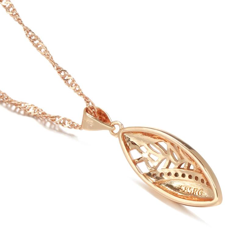Trendy Ethnic Bride Pendant Necklace For Women Rose Gold Color With Natural Zircon Pendant Dat Daily Fine Boho Jewelry