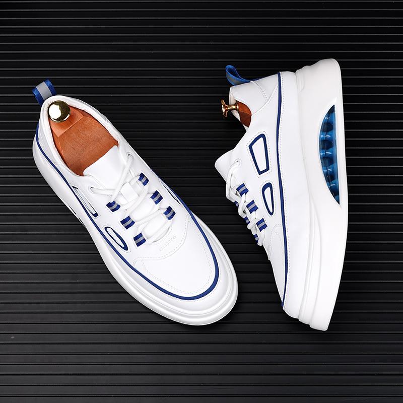 Pantofi sport casual pentru bărbați, stil coreean, albi, din piele, cu pernă de aer, cu platformă, de designer, încălțăminte, zapatos hombre