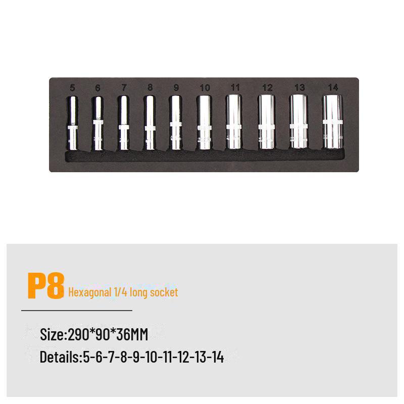 Green Forest 6.3mm Hexagonal Socket/Wrench Sleeve Set with 1/4 Socket Head Ratchet Wrench.