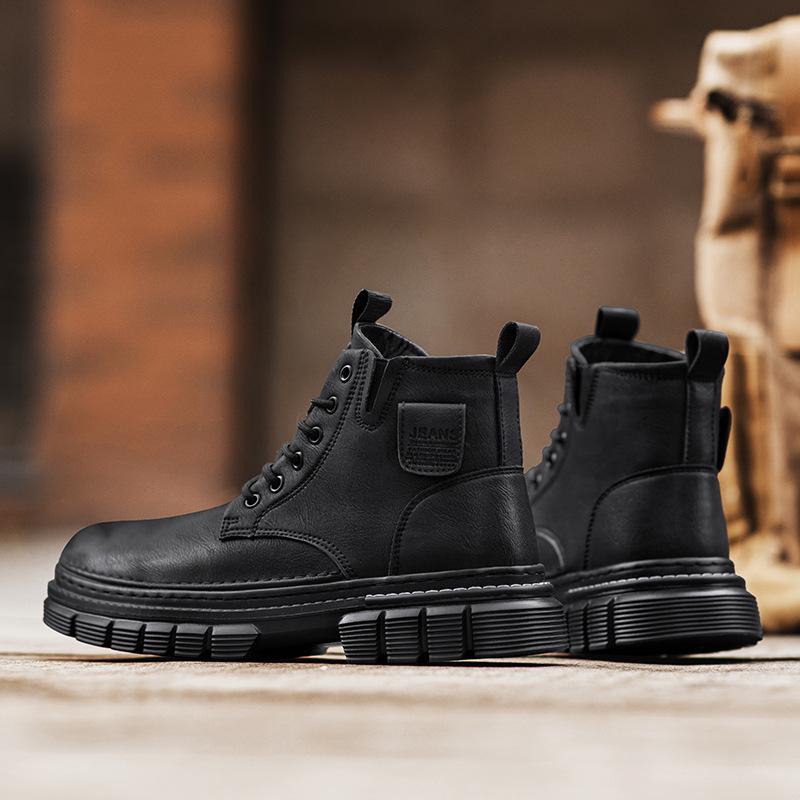 Men's Retro Lace-Up Microfiber Leather Martin Boots – Thick Sole Round Toe for Autumn/Winter Outdoor Hiking & Motorcycle Wear