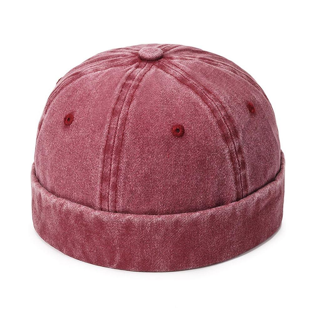 Outdoor Washed Denim Brimless Docker Cap Cotton Solid Color Hip Hop Hat Adjustable Brimless Hat Boy Girls