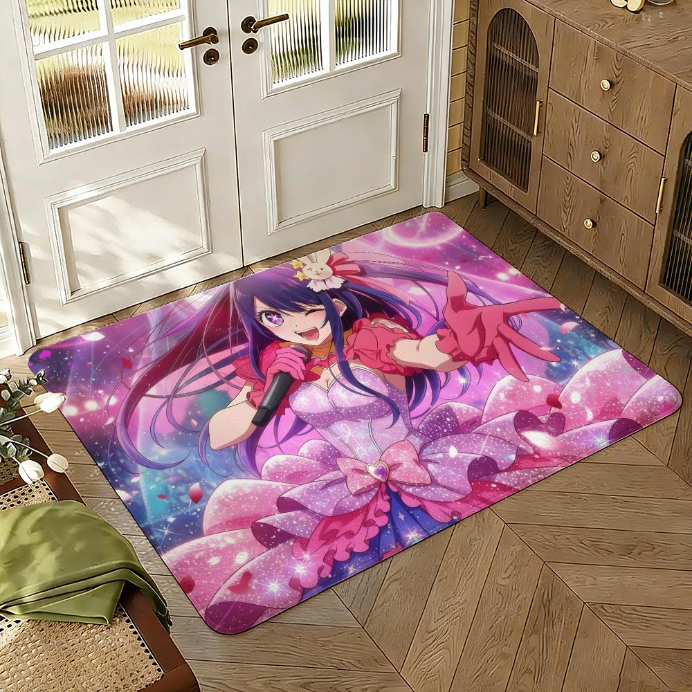 Oshi No Ko Floor Mat Soft Thickened Absorbent Non-Slip Bedroom Living Room Door Mat Home Decor Flannel Rugs