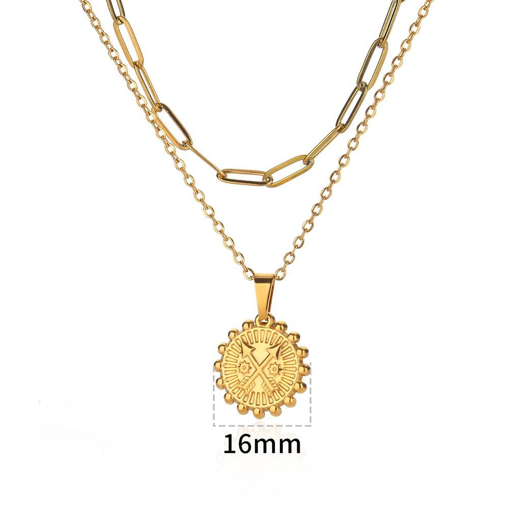 Zircon Sun Necklaces For Women Stainless Steel Gold Color Pin Chain Sun Pendant Necklace Aesthetic Wedding Jewelry Party Gifts