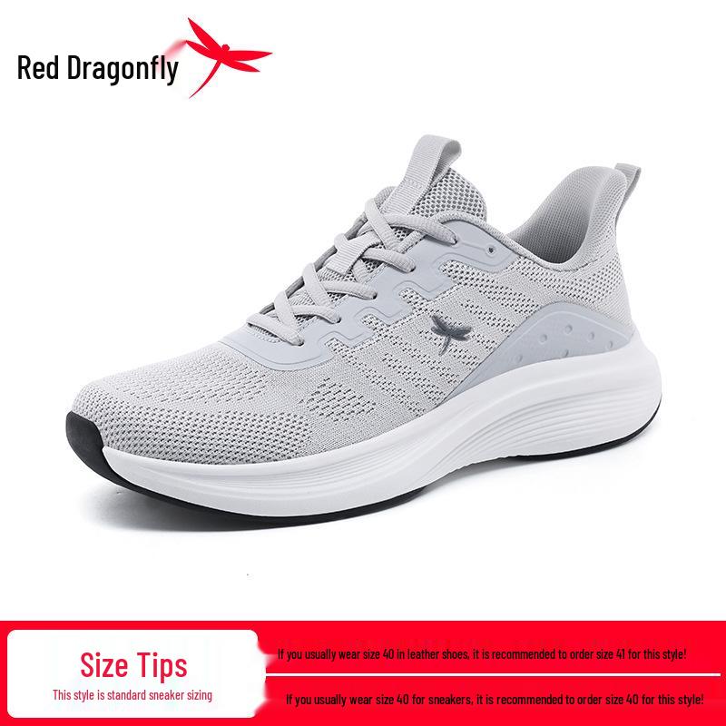 Red Dragonfly Men s Flyknit Breathable Casual Shoes - Summer Sport Travel Sneakers 40
