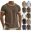 Men's Casual Sports Cotton Linen Neck Short Sleeve T-shirt In Multiple Colors