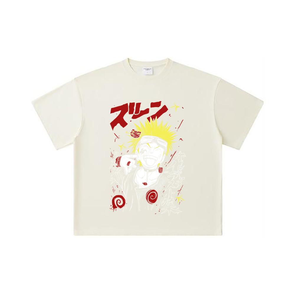 

260 GSM Double Yarn 32 Count 100% Cotton Naruto V17 Print Unisex Heavy Cotton T Shirt S абрикосовый