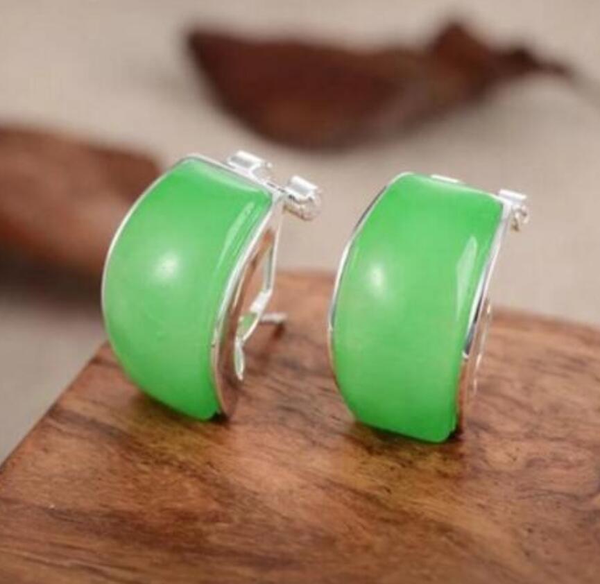 

Женские ювелирные изделия из стерлингового серебра, НОВАЯ ПАРА СЕРЬГ НА УДАЧУ С НАТУРАЛЬНЫМ зеленым камнем 925 пробы