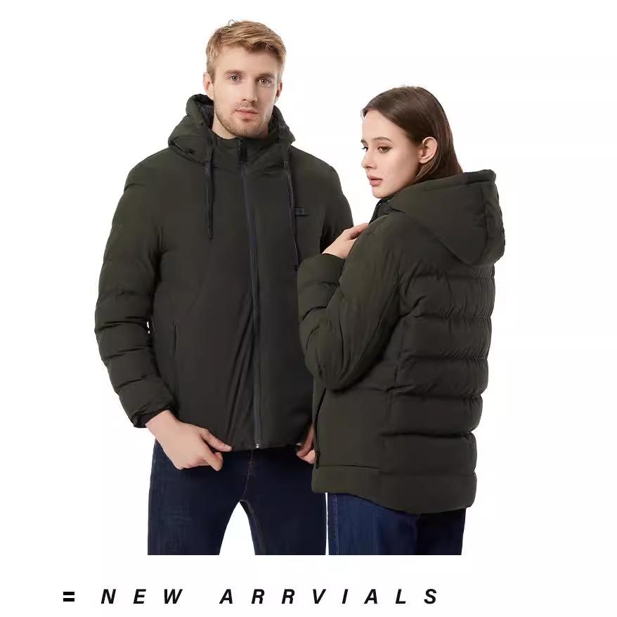 Men's Smart Heated Winter Jacket with Hood - Warm, Constant Temperature, Cold-Proof Cotton Coat