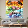 Anime Wall Tapestry Pokemon Charizard Venusaur Blastoise Kanto Starters Fire Water Grass Fan Art Decor for Game Room Gift