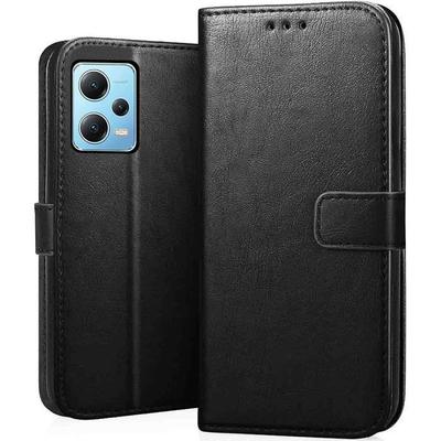 Pouzdro pro Redmi Note 12 Pro+ - Nárazuvzdorná ochrana s koženým efektem, vyklápěcí, černé