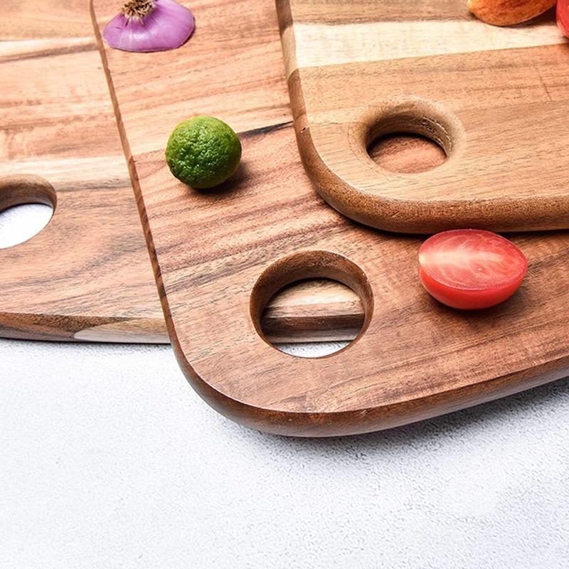 Acacia Wood Cutting Board Multi-Use Portable Home Kitchen Vegetable Meat Cutter for Outdoor Camping Fruit Slicing Accessory