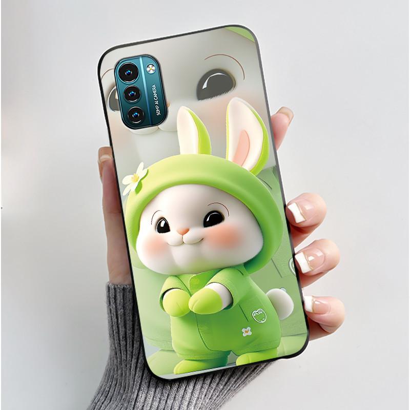For Nokia G21 G11 Plus Case Cute Love Rabbit Cartoon Black TPU Silicone Soft Cover For NokiaG21 G 11 G11Plus Bumper Phone Case
