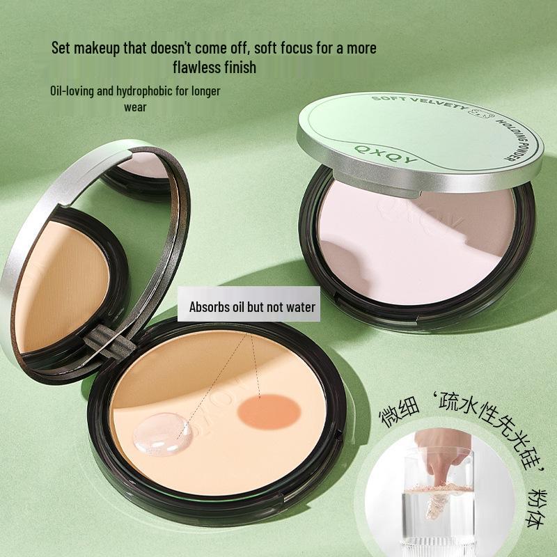 QXQY Velvet Long-Lasting Dual-Use Setting Powder - Fine, Waterproof, Oil-Control, Non-Transfer Formula.