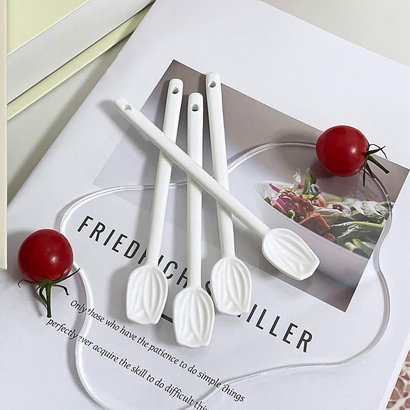 1Pc Tulip Ceramic Coffee Spoon Long Handle Ice Cream Spoon Dessert Milk Tea Honey Stick Stirring Tool