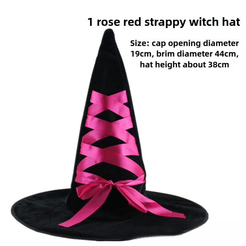 Halloween Prom Party Hat Witch Hat Witch Hat Veil Hat Printed Pumpkin Hat Black Tip Hat