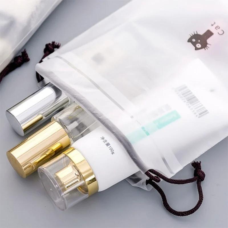 3 Pcs/set Matte Plastic Bag Drawstring Storage Bag for Clothes/Shoes Portable Travel Storage Pouch Transparent Packaging Bag