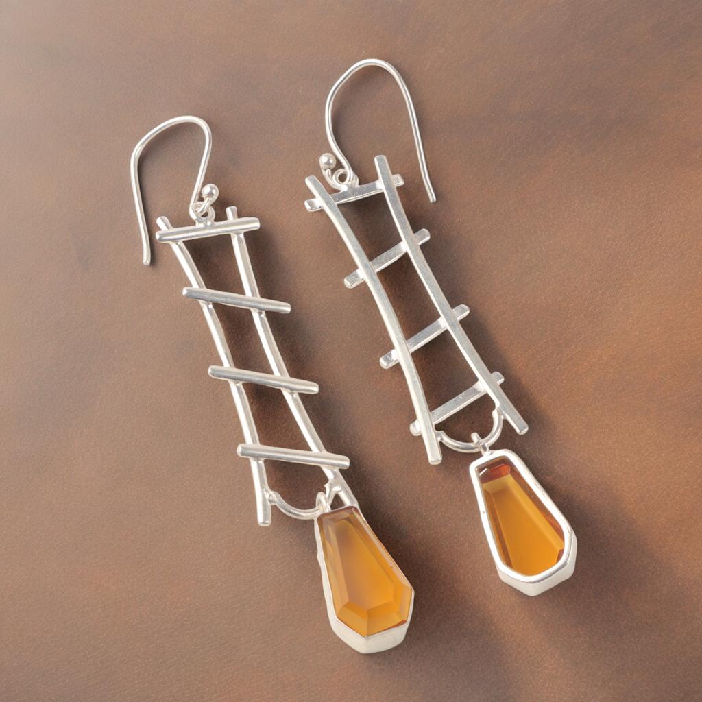Citrine Gemstone 925 Sterling Silver Jewelry Handcrafted Earrings 3.33" For Gift EE-133-7