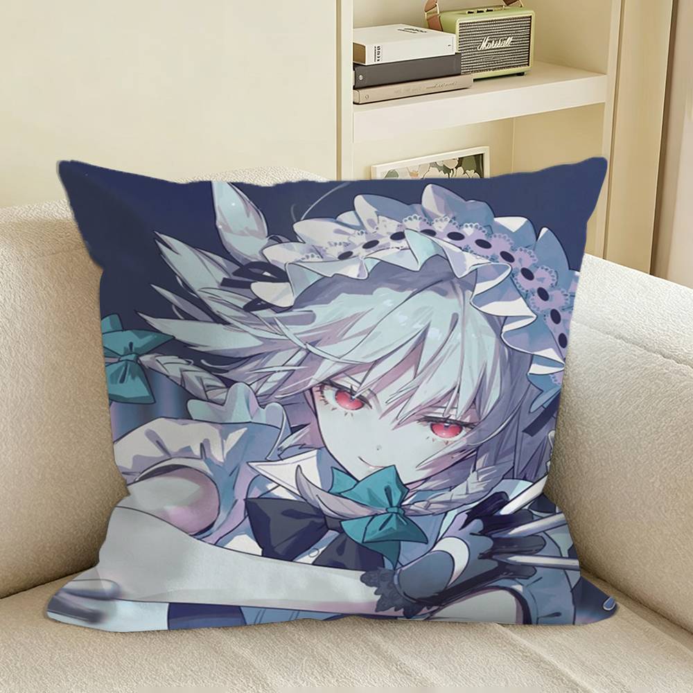SakuyaS IIzayoi TTouhou Square Sofa Pillow Cover Solid Color Living Room Home Decor Cushion Case