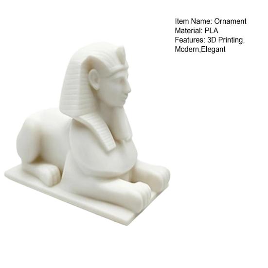 3D Printed Egyptian Sphinx Statue, White Lion Figurine for Desk, Ancient Egypt Home Decor for Shelf, Mythical Gift for History Buffs