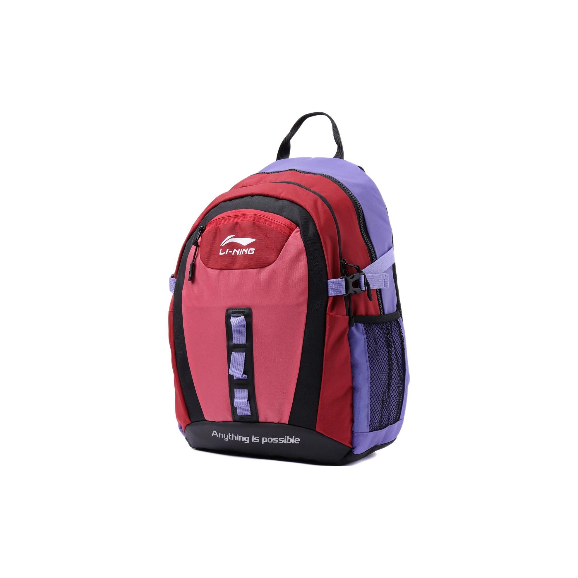 

Li Ning Kids Color Block Large Capacity Fabric Backpack Kids backpack Red Purple YBSQ114-3 Red/Purple