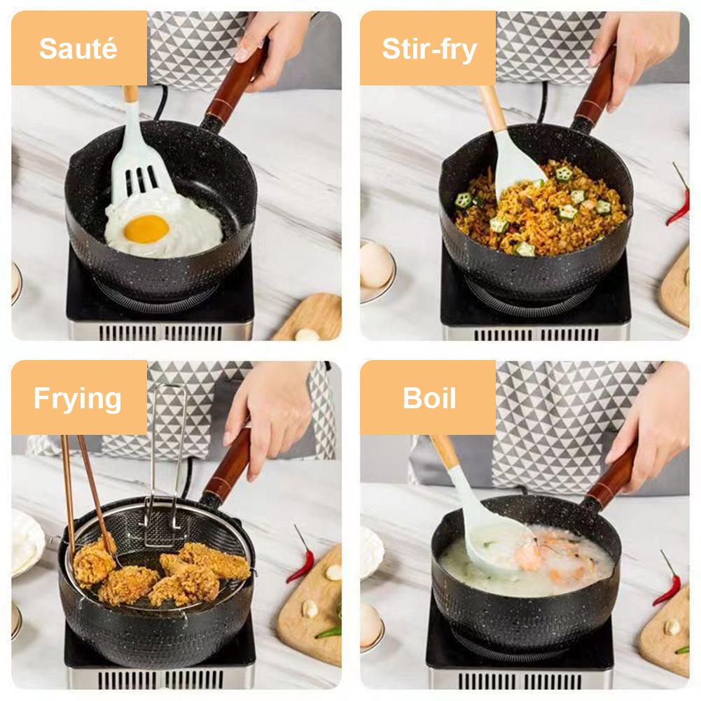 Non-Stick Sauce Pan Cooking Pot with Pour Spout Milk Saucepan 14cm Stick Proof Sauce Pan for Induction Cooker Gas Stove