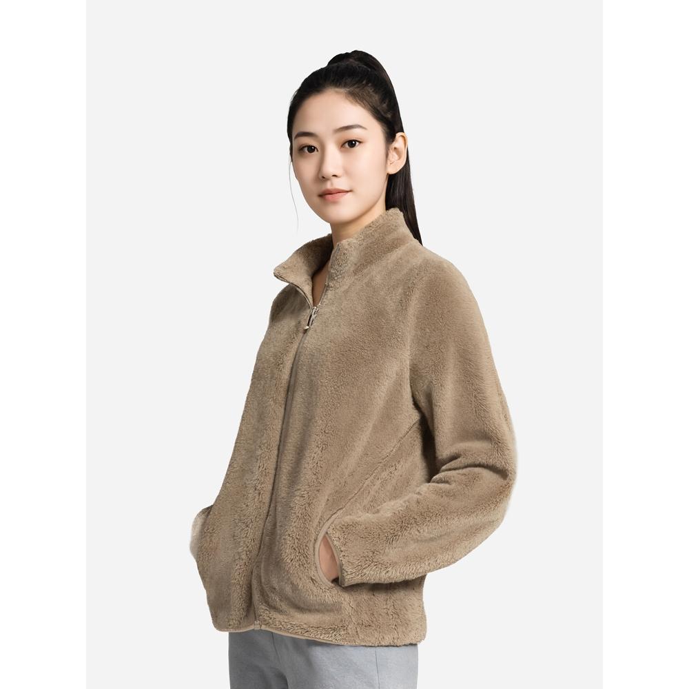 DaiSo [common] Fluffy Long Sleeve Fleece Half Zip Up S Milk Brown
