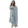 Nermosa Women Block Printed Kurta and Pant Set with Dupatta (X-Large) White