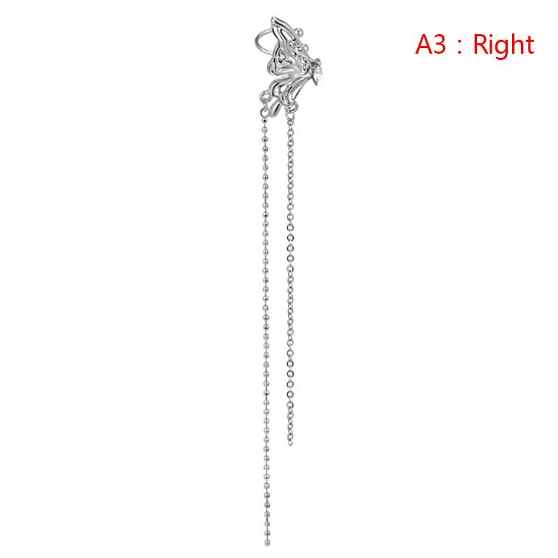 Korean Elegant Elf Butterfly Clip Earrings For Women Girls  Long Tassel No Piercing Ear Cuff Jewelry Gifts