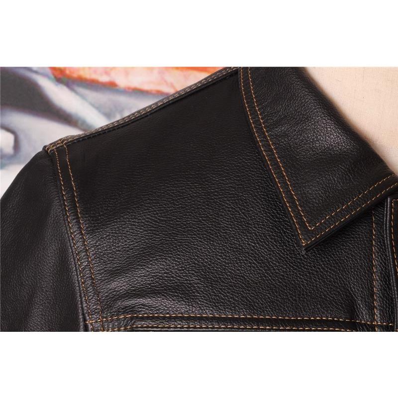 Chinese Size Classic 507 Men Leather Jacket Genuine Cowhide Slim Short Spring Autumn