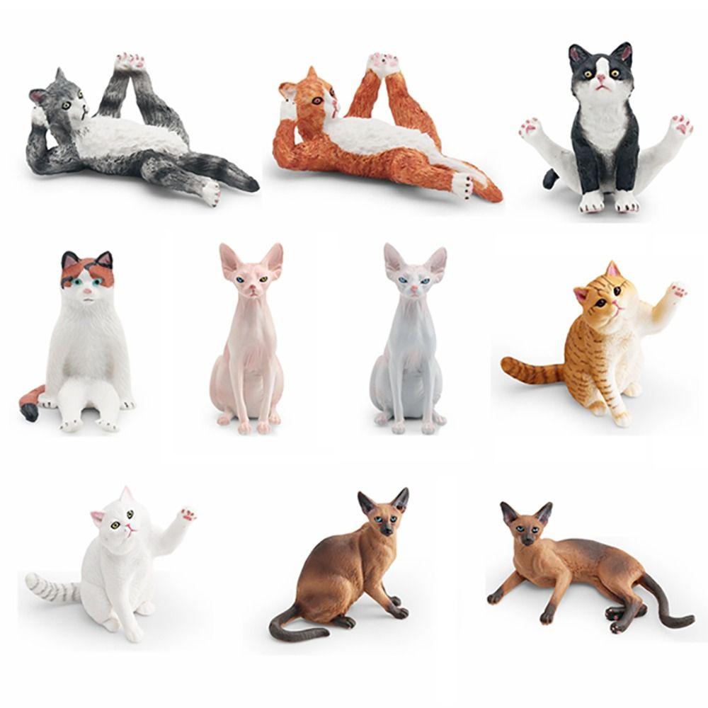 Lifelike Realistic Pet Figurines PVC Cat Action Figures Cute Simulation Pet Car Decoration