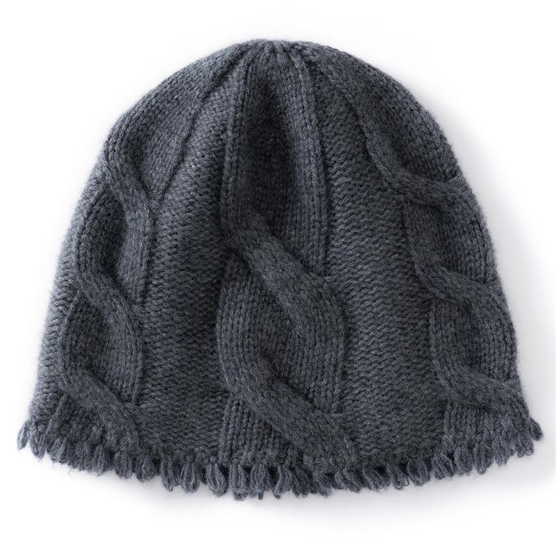Autumn and Winter New Heavy Thickened Twisted Dome Men's and Women's Cashmere Fringed Hat