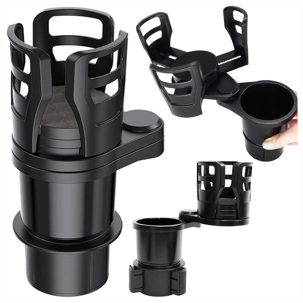 Cupholder™ Car Cup and Bottle Holder with Phone and Tablet Holder, 360° Adjustable and Stable, Mounts in the Car Cup Holder - Black