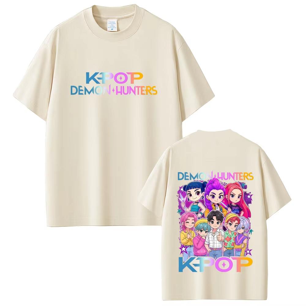 Movie KPop Demon Hunters T Shirts Rumi Mira Zoey Coat Saja Boys Graphic T-shirt Men Women Vintage Casual Soft Cotton T Shirt Top
