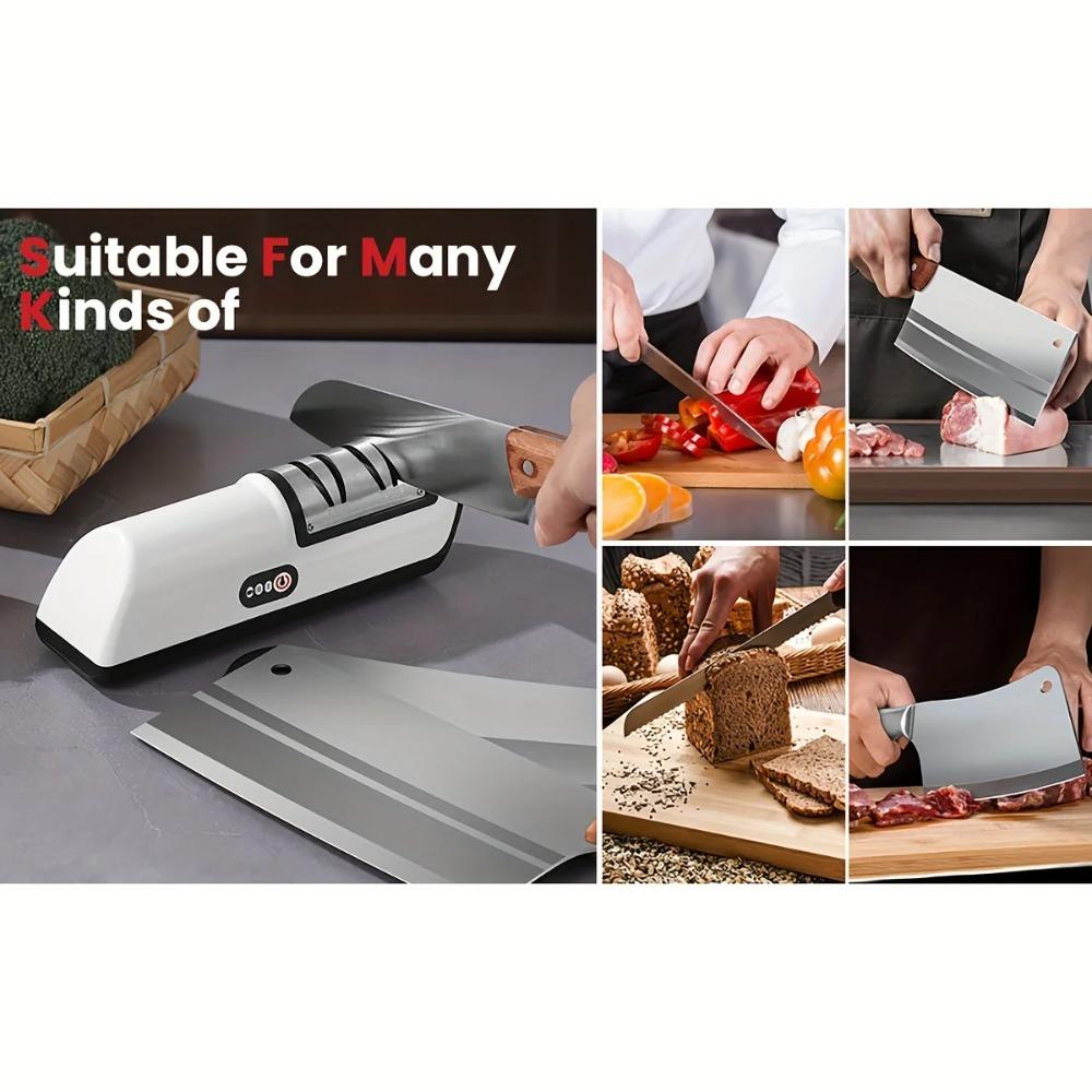 Electric Knife Sharpener, Household Whetstone Knife Sharpener, USB Rechargeable Knife Sharpener with 2-speed Adjustment
