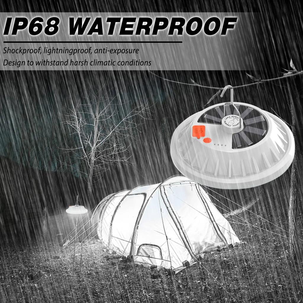 Solar Camping Light,Portable Rechargeable LED Tent Lantern with USB Charging,Remote Control,Power Bank for Outdoor,BBQ,Fishing