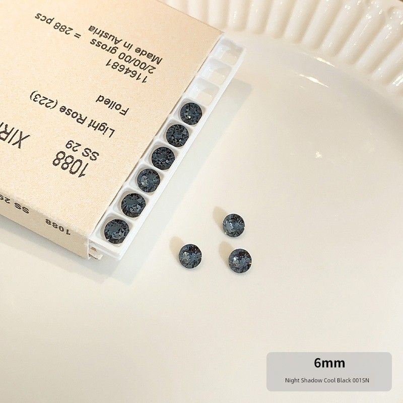 

Stud Earrings Sterling Silver Female Zircon Medical Titanium Steel Rhinestone 51# Night Shadow cool black S51(6mm single)