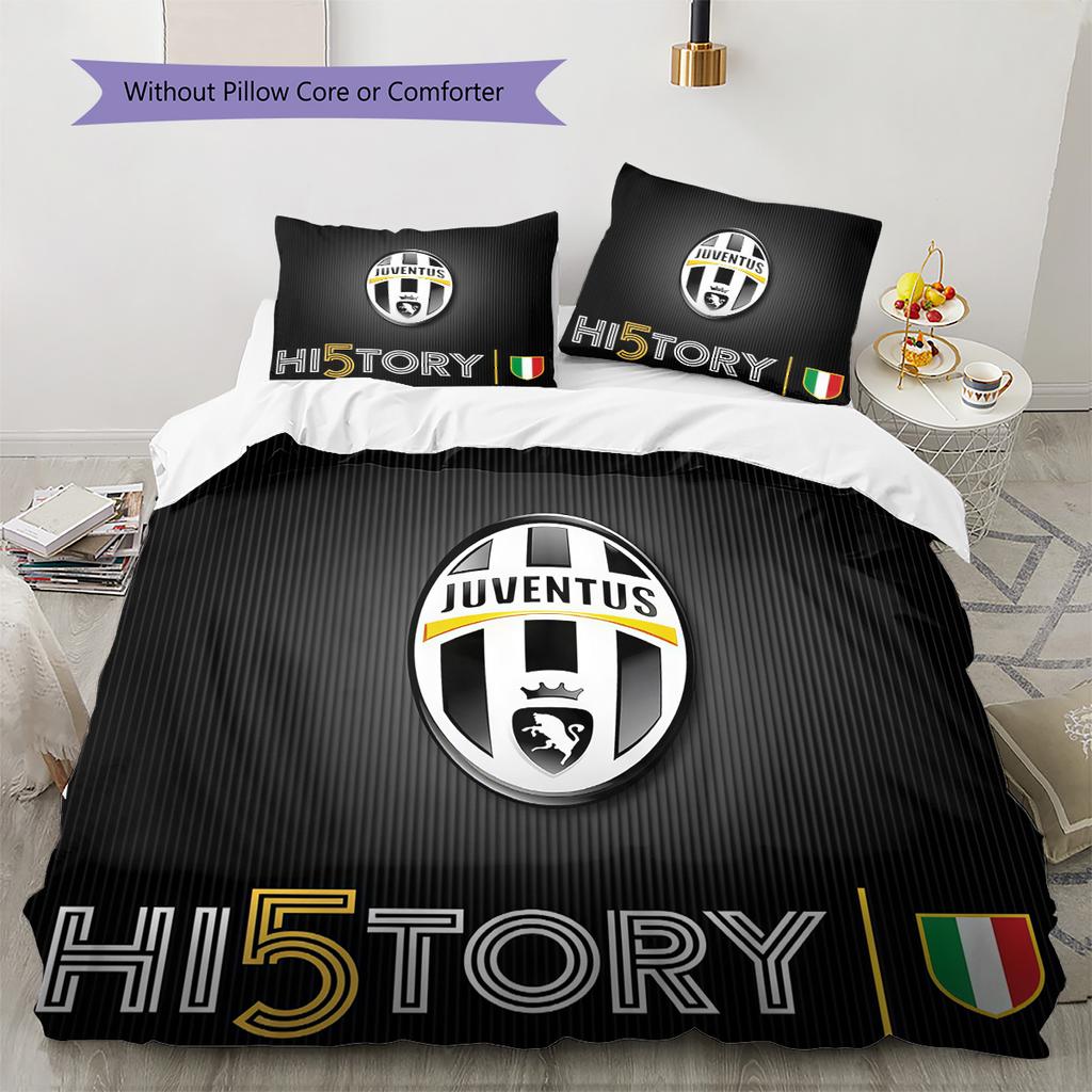 Set Copripiumino Trapuntato Juve Federa Federe Decorazione Casa Regalo di Compleanno (1 * copripiumino + 2 * federa, senza nucleo)