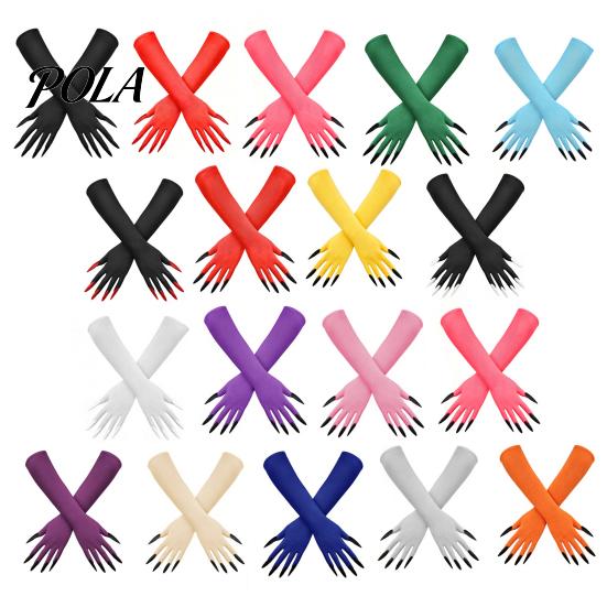 Festival Performance Accessories 1 Pair Halloween Ghost Claw Gloves, Long Fingernail Witch Costume Outfit Essentials Accessory, Dark Party Prop