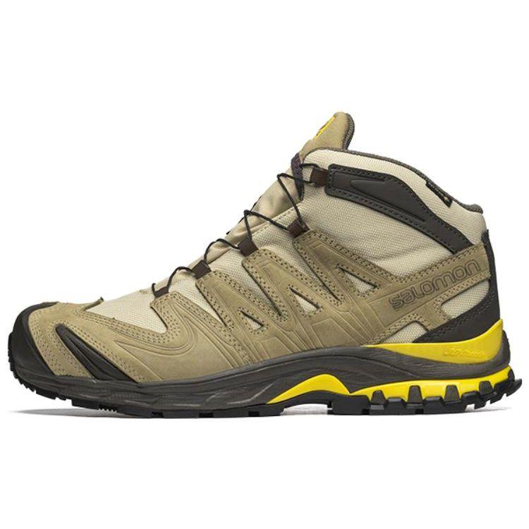 SALOMON XA Pro 3D Mid GTX Leather Casual Slip Resistant Durable Mid Outdoor Functional Shoes Unisex Shoes Brown Yellow 471707