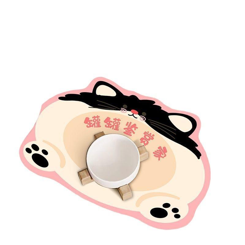 Pet Universal Absorbent Placemat Cartoon Cat And Dog Non-Slip Food Placemat Pet Food Basin Absorbent Quick-Drying Mat