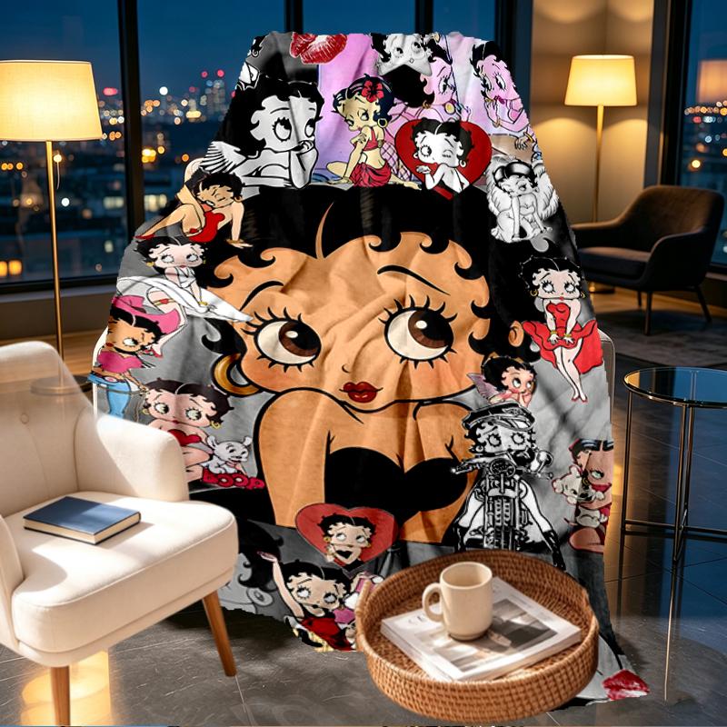 Betty Boop Print Blanket - Soft & Comfortable, for Bedroom, Travel, Sofa, Home Decoration - Birthday Christmas Gift for Friend