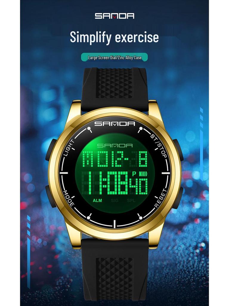 Sanda Luminous Men's Multifunctional Waterproof Digital Watch with Stopwatch and Alarm Clock  