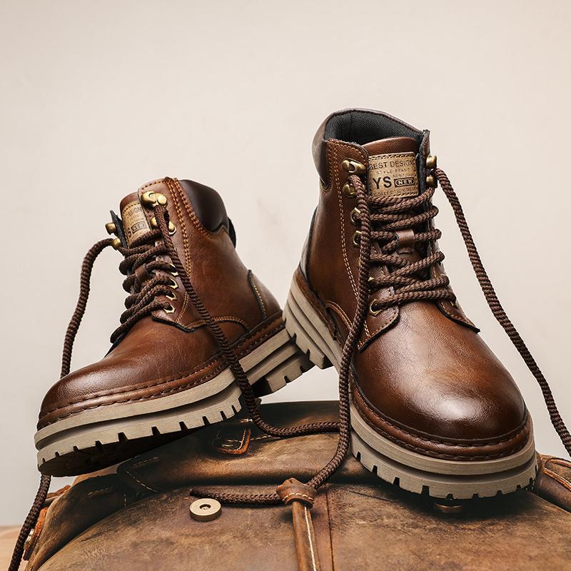 

Высококачественные кожаные высокие ботинки мужские ретро альпинистские ботинки с толстой подошвой ботинки Martin мужские 38 коричневый