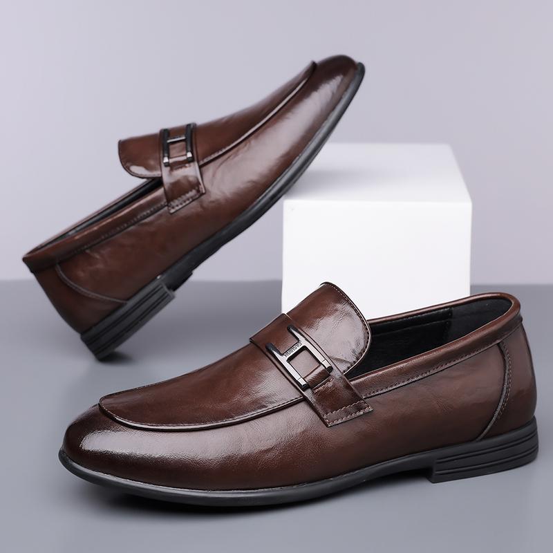 Fashion Men Casual Leather Businenss Loafers Handmade Driving Shoes Non-slip Man Slip on Flats Walking Man Soft Business Shoes Moccasins