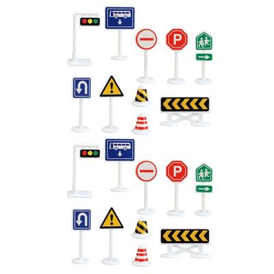 20pcs Road Sign Set Kids Toy Traffic Sign Playset with 2 Major Signs for Pretend Play
