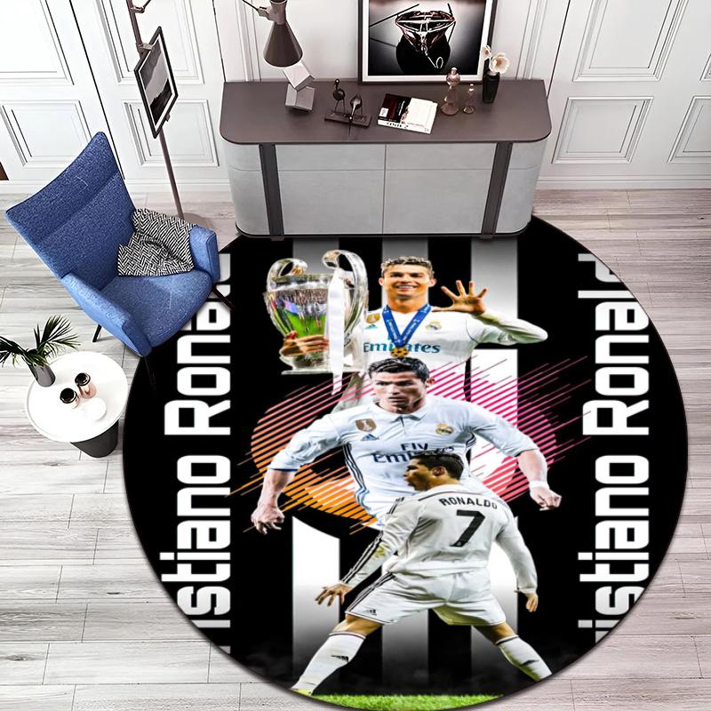 Former FC Barcelona player Cristiano Ronaldo plays for Al-Nassr FC round rug Home Soft Decorative Anti slip Table and Chair Carpet H18