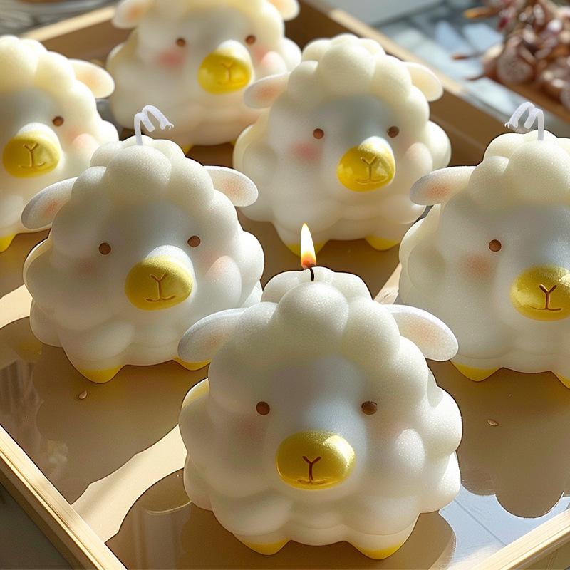 DIY Cartoon Sheep Silicone Candle Molds 3D Animal Candle Gypsum Resin Soap Mold Chocolate Candy Baking Tool Home Crafts Gift