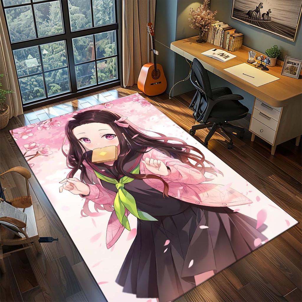 Demon Slayer Anime Rug Carpet Large Area Rug Non Slip Washable Floor Mat Gamer Room Bedroom Home Decor -QJY